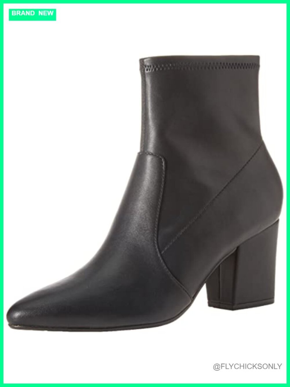 Faux Leather Pointed Toe Ankle Booties with Block Heel and Memory Foam